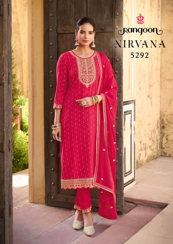 Nirvana By Rangoon Rayon Printed Embroidery Kurti With Bottom Dupatta Wholesale Price In Surat